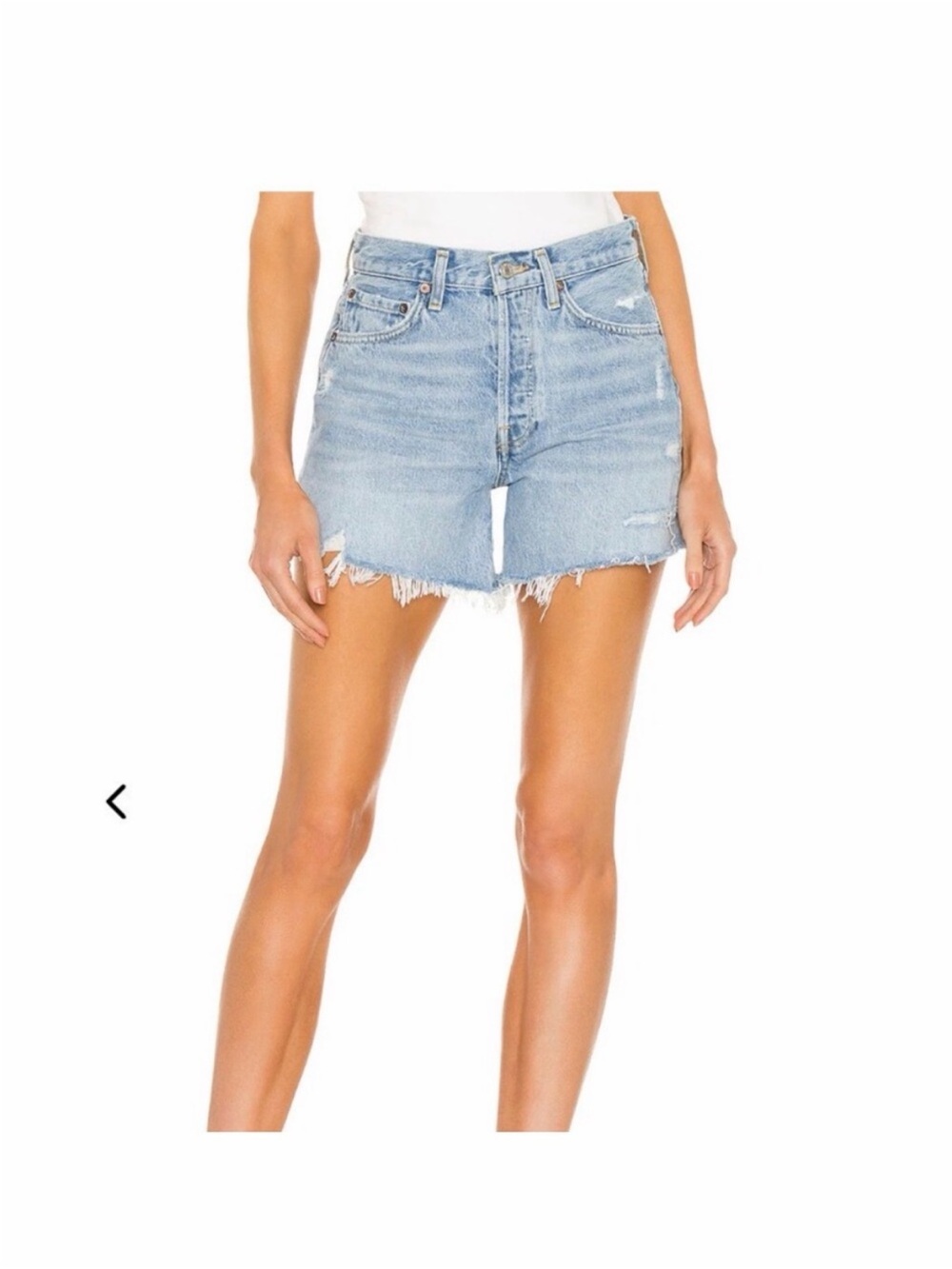 Agolde Parker Long Swap Meet Light Denim Jean Shorts 27